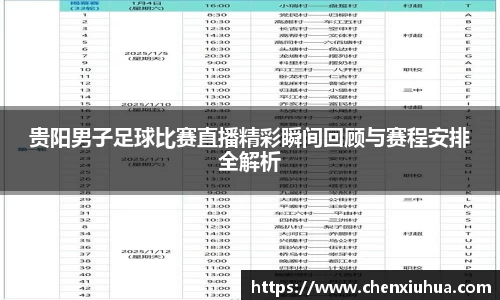 贵阳男子足球比赛直播精彩瞬间回顾与赛程安排全解析